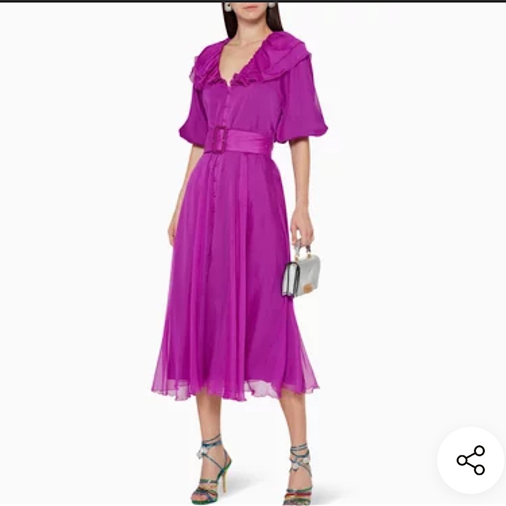 ROTATE Ruffled Belted Midi Dress Size 6